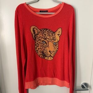 Wildfox Vibrant Red - Leopard Graphic Sweater